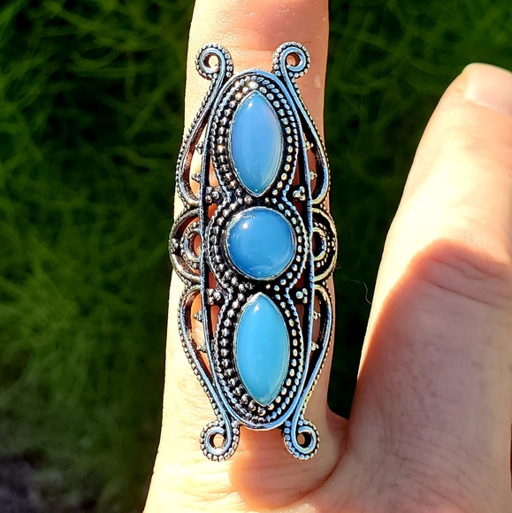 New Chalcedony 925 Silver Statement Ring. - Picture 5 of 12
